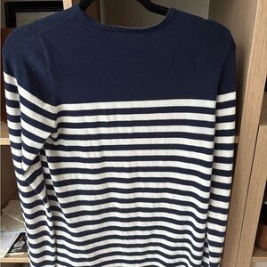 Lilly Pulitzer Cozy Knit Sweater Stripe White Navy Size large  v neck  French
